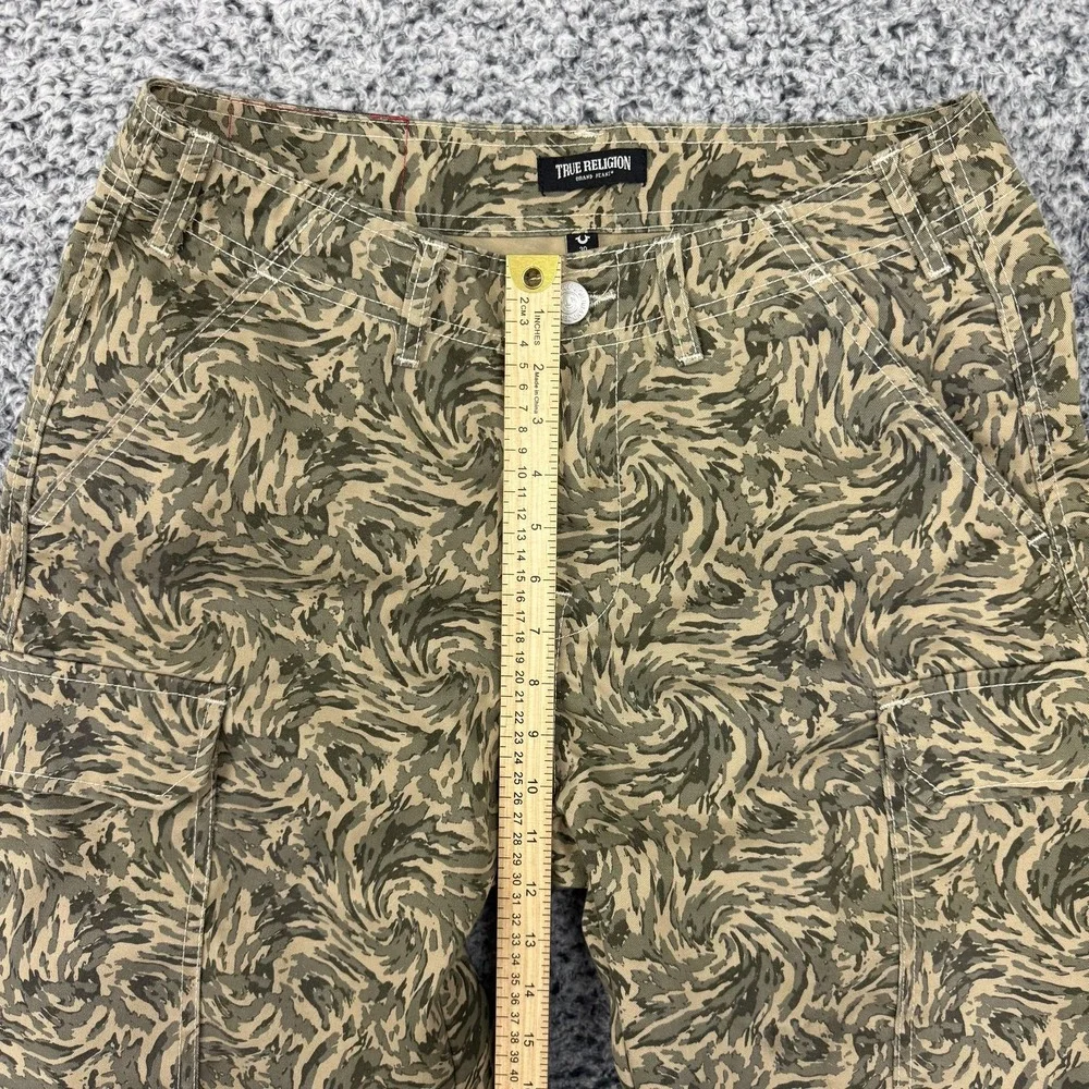 True Religion Pants Mens 30x32 Green Camo Cargo Canvas Flap Pockets Streetwear